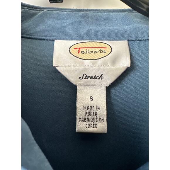 Talbots Stretch Blue 1990s Button Up Shirt Faux Suede Vintage Women’s Size Small - Picture 2 of 6